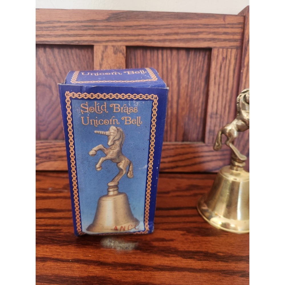 Vintage Solid Brass Unicorn Bell With Original Box‎ Made In Taiwan - Picture 2 of 5